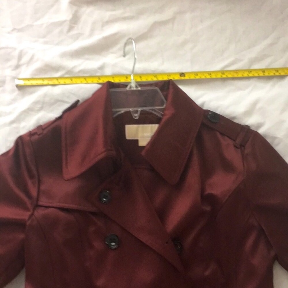 Michael Kors dark wine thick satin pea coat - Picture 7 of 11